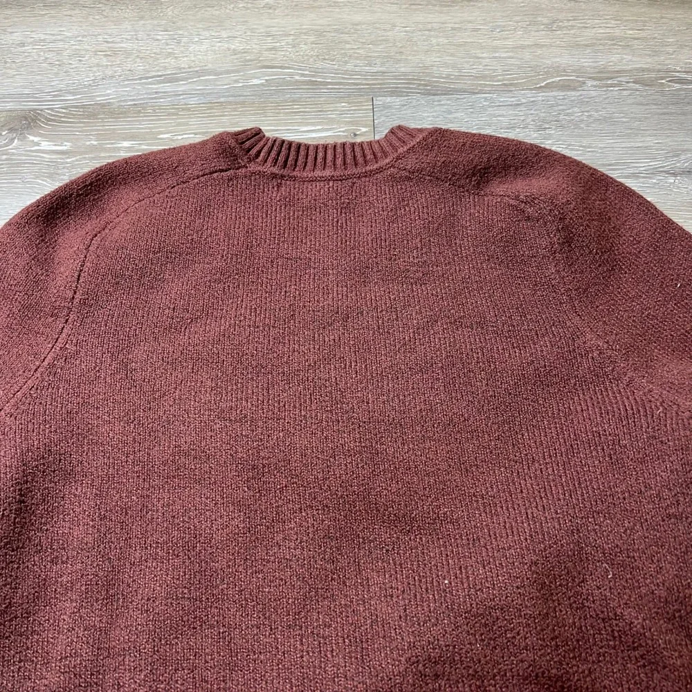 Banana Republic Sweater Mens M Burgundy Maroon Raglan Crewneck Cotton Blend Knit